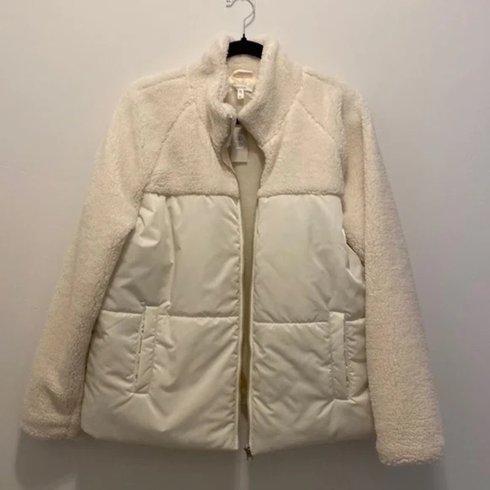 Faux shearling and puffer coat